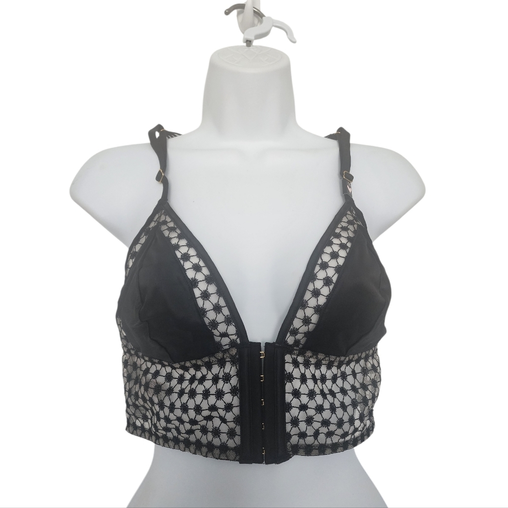 Victoria's Secret Luxe Lingerie Starburst Long Line Triangle Bra Black Medium. - Picture 2 of 10